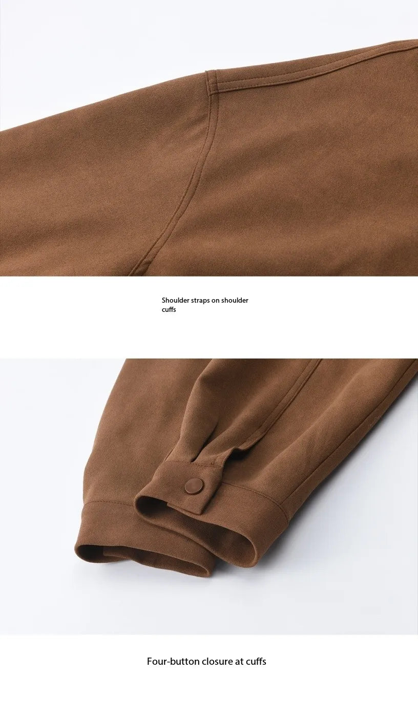 MISHOW Brown Jacket Detachable Lace Collar Drawstring Hem MXE45W0846