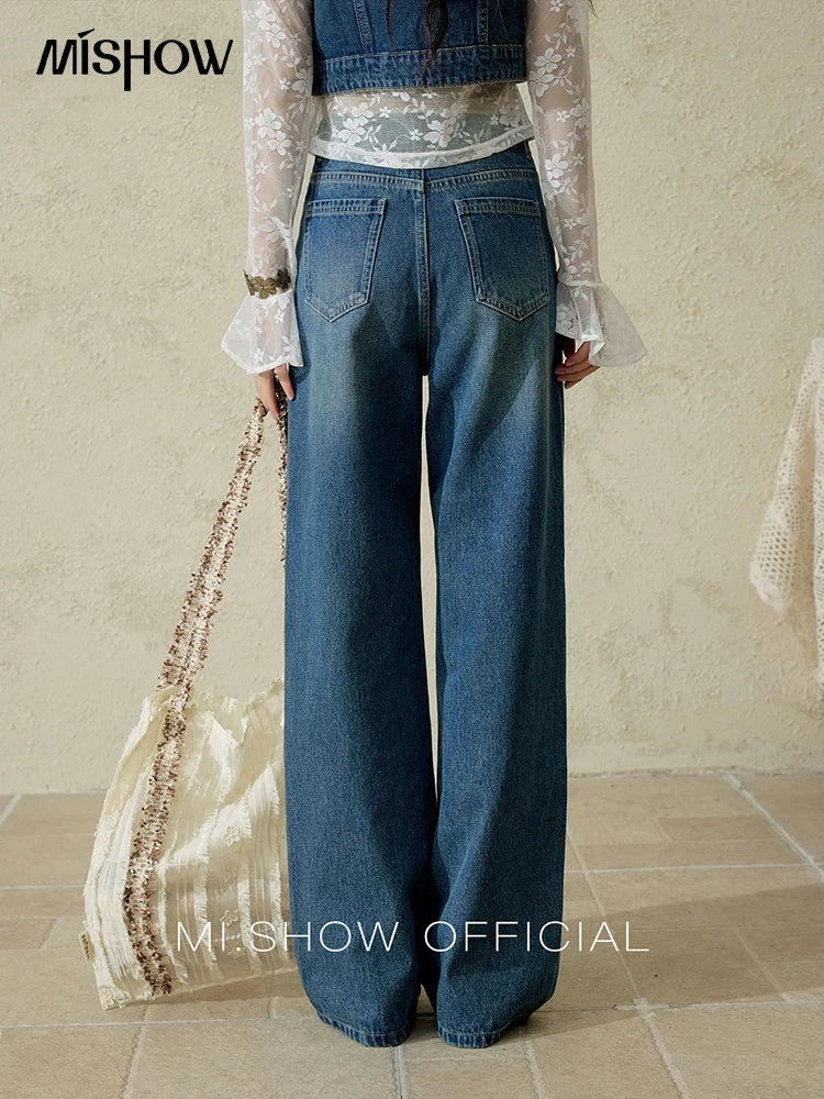 Mishow Washed Loose Straight Leg Jeans MXE16K0874