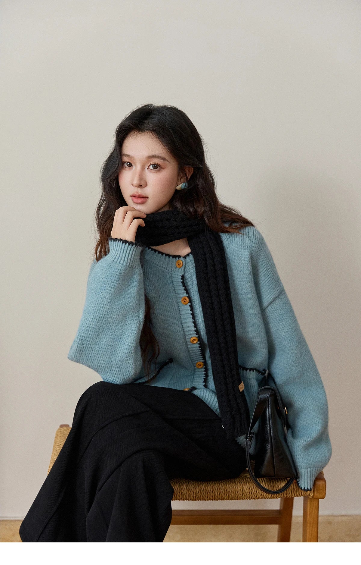 Mishow Yellow Color Collision Edge Pocket Cardigan MXE94Z2973