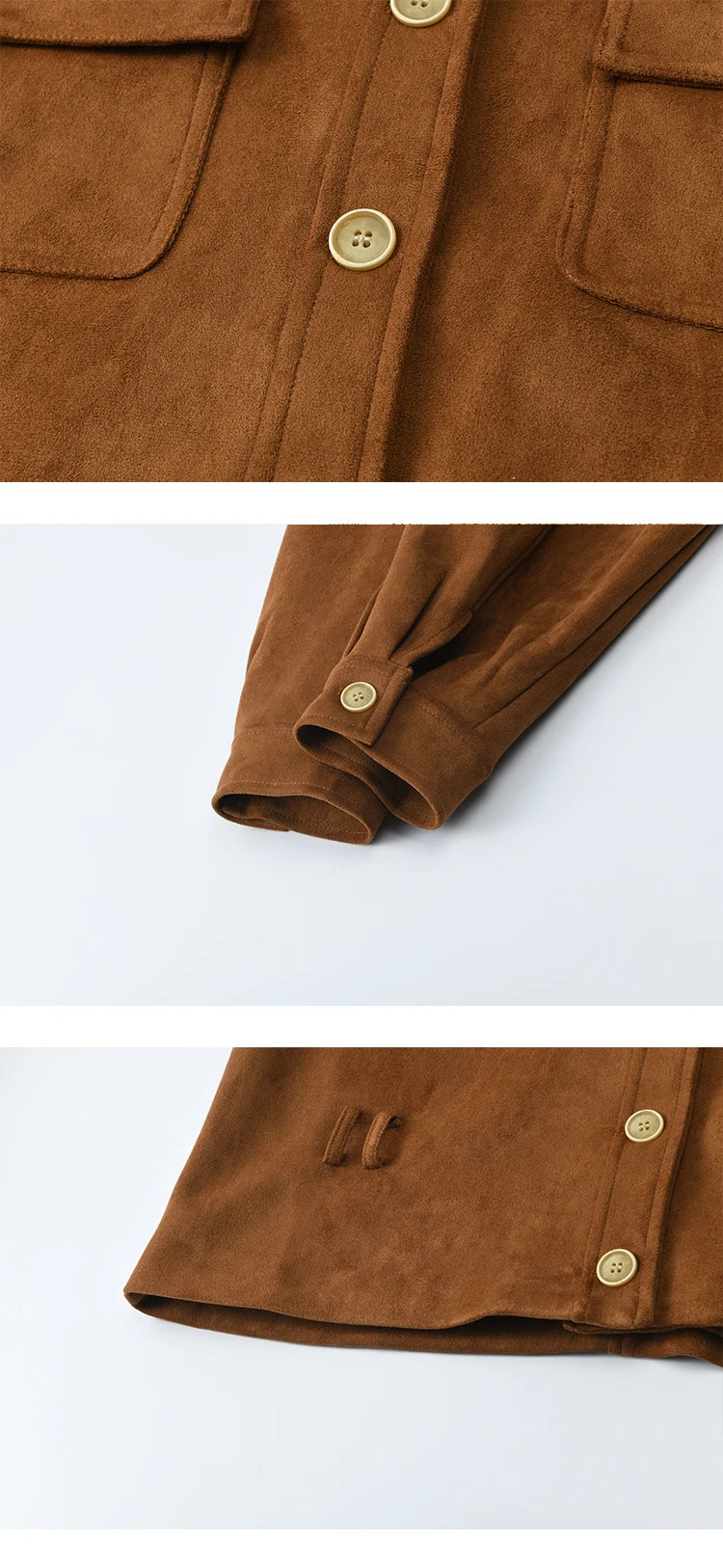 MISHOW Brown Lapel Jacket Metal Button Decorated Windproof MXE46W0864