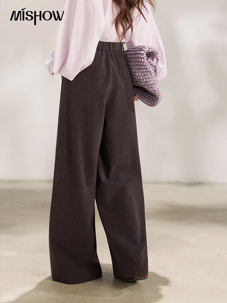 MISHOW Dark Purple Wide Leg Pants High Waist Pleated MXF13K1204
