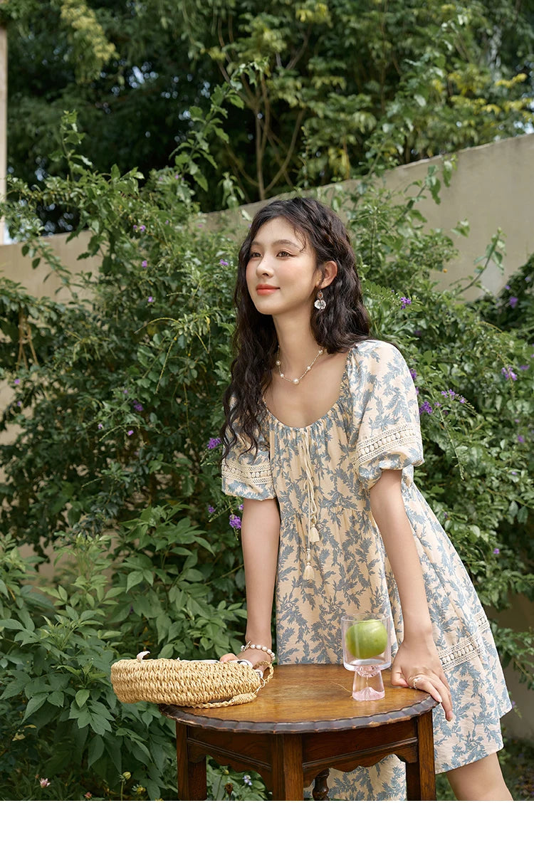 Mishow French Floral U-Neck Lace-Up Doll Dress MXD27L1898