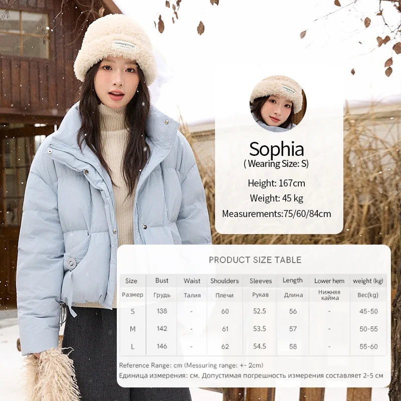 Mishow Blue Turn-Down Collar Short Down Jacket MXE51Y0083