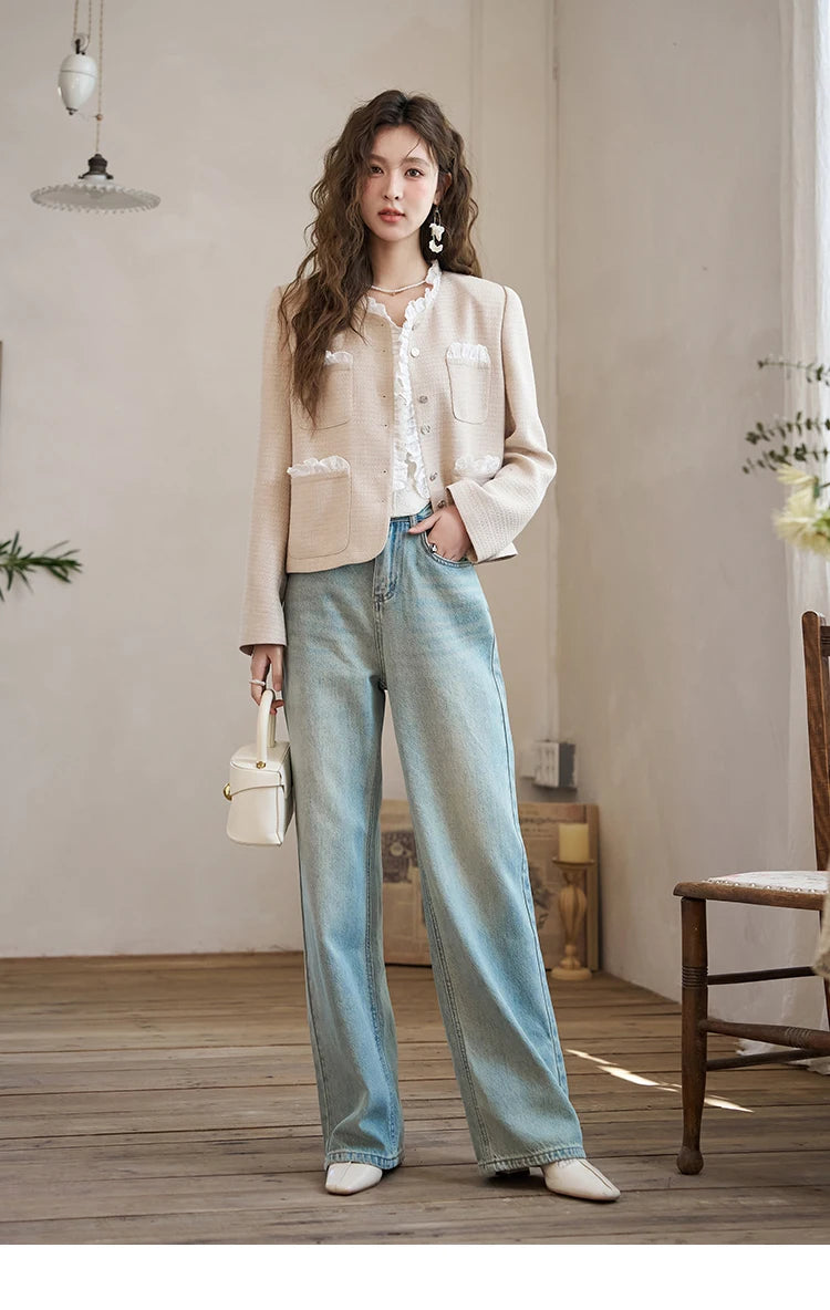 Mishow French Fragrant Collar Coat & Split Back Skirt Set MXD12W0274