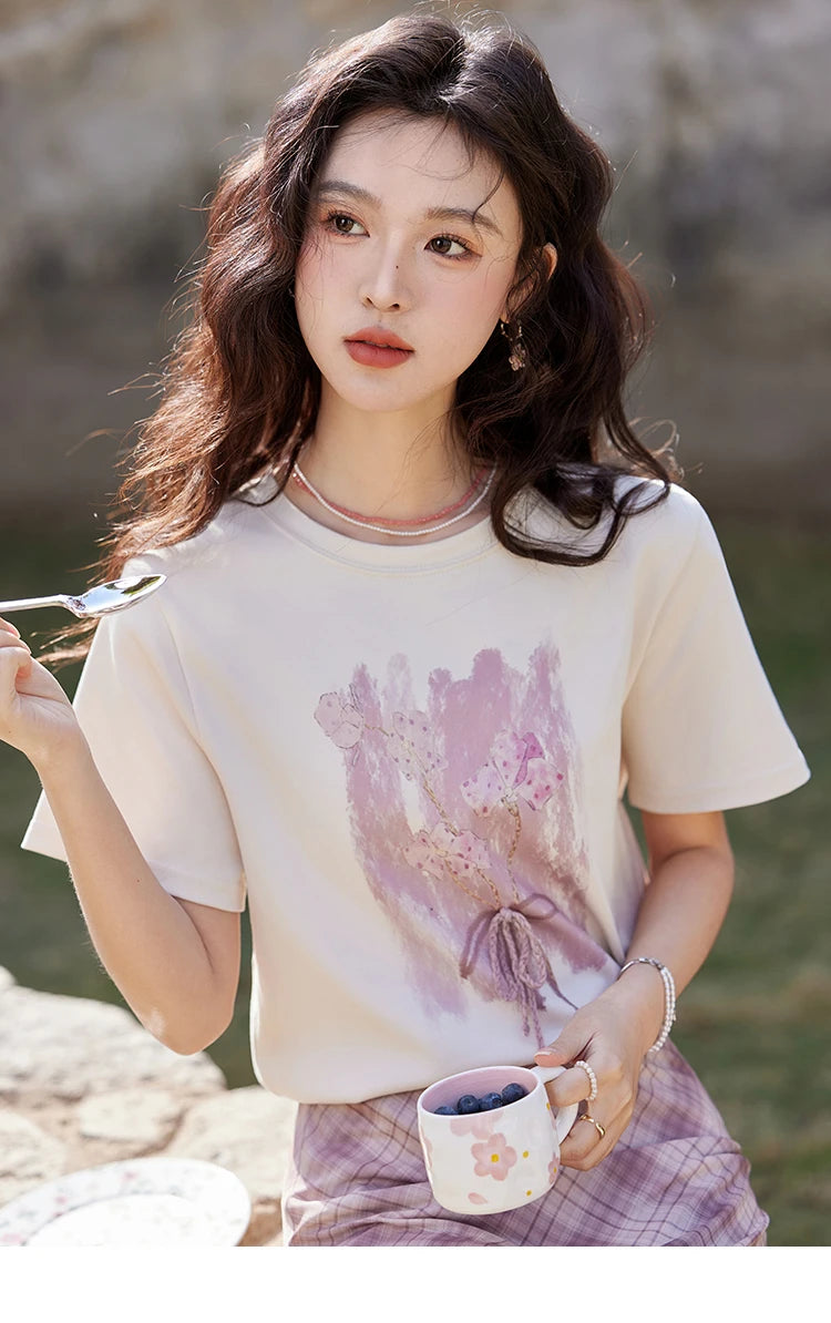Mishow Iris Spray Print Cool Cotton Tee MXE13T0453