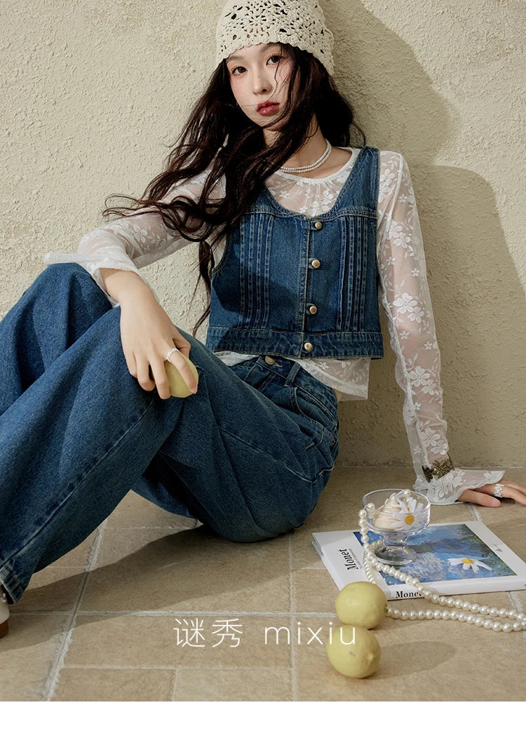 Mishow Washed Loose Straight Leg Jeans MXE16K0874