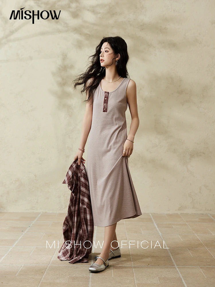 Mishow Plaid Shirt Grey Vest Dress (Separately) MXE13L2093