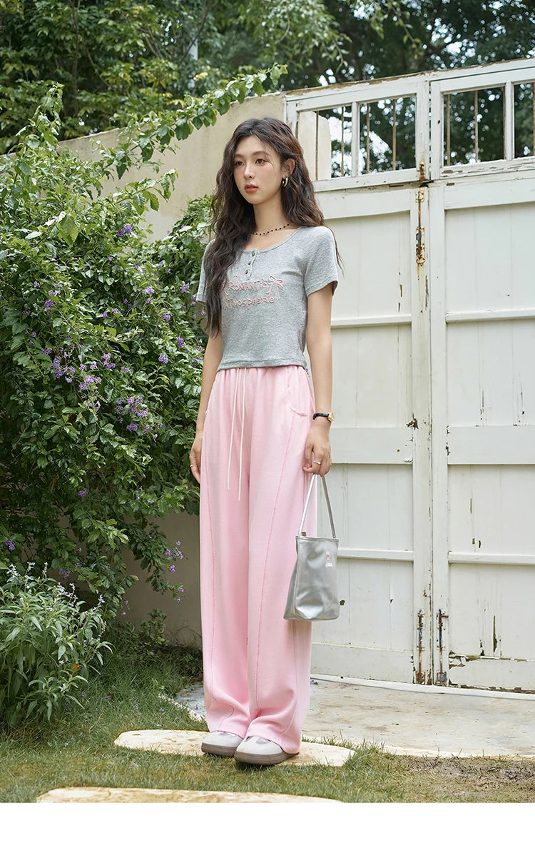 MISHOW Waffle Texture Pants Elastic Waist Drawstring Pocket MXD14K0608