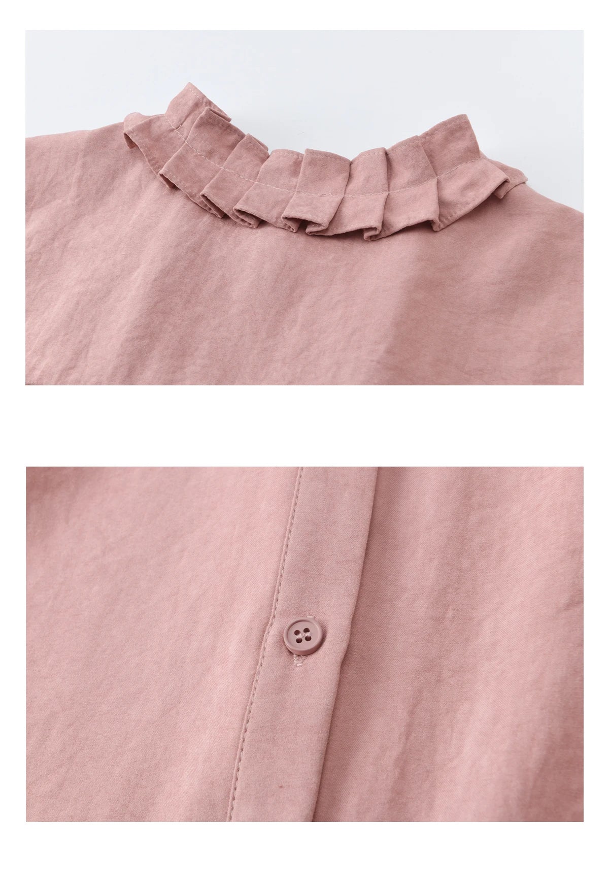 MISHOW Peach Skin Solid Shirt Ruffled Crew Neck MXF11C2431