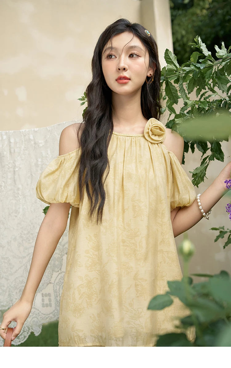 Mishow Off Shoulder Sling Top & Wide Leg Shorts Set MXD24X1523