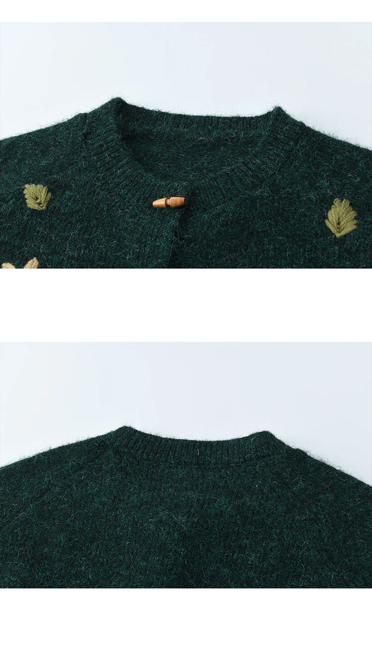 Mishow Green Retro Flower Embroidery Cardigan MXE86Z2729