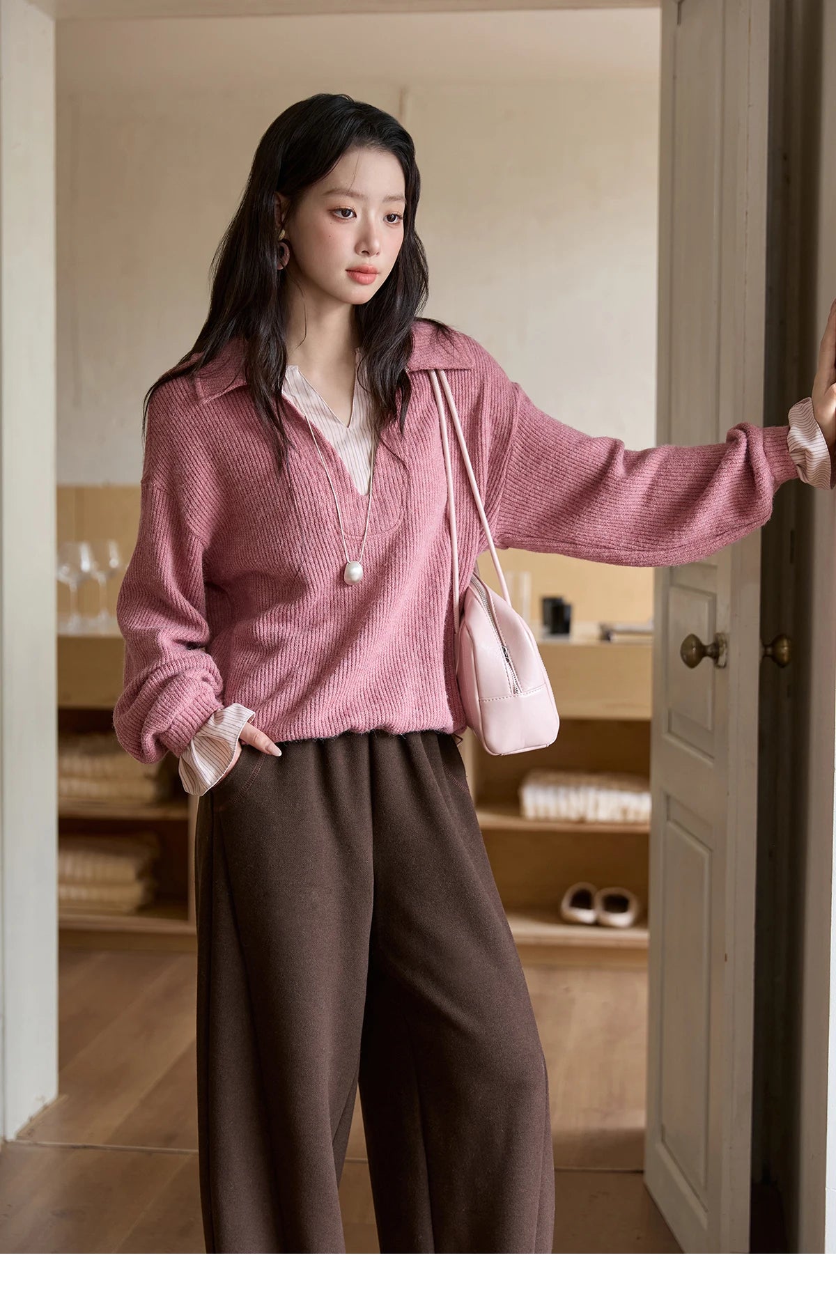 MISHOW Wide-Leg Pants Elastic Waist Pockets Comfortable MXE51K1093