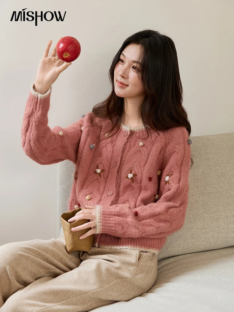 Mishow Hand-Crocheted Wool Blend Cardigan MXE48Z2575