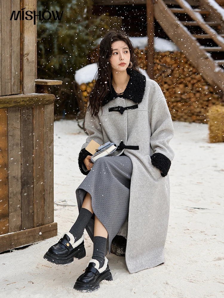 MISHOW High Waist Wave Point Split Skirt A-LINE Midi Zipper MXD58B0630