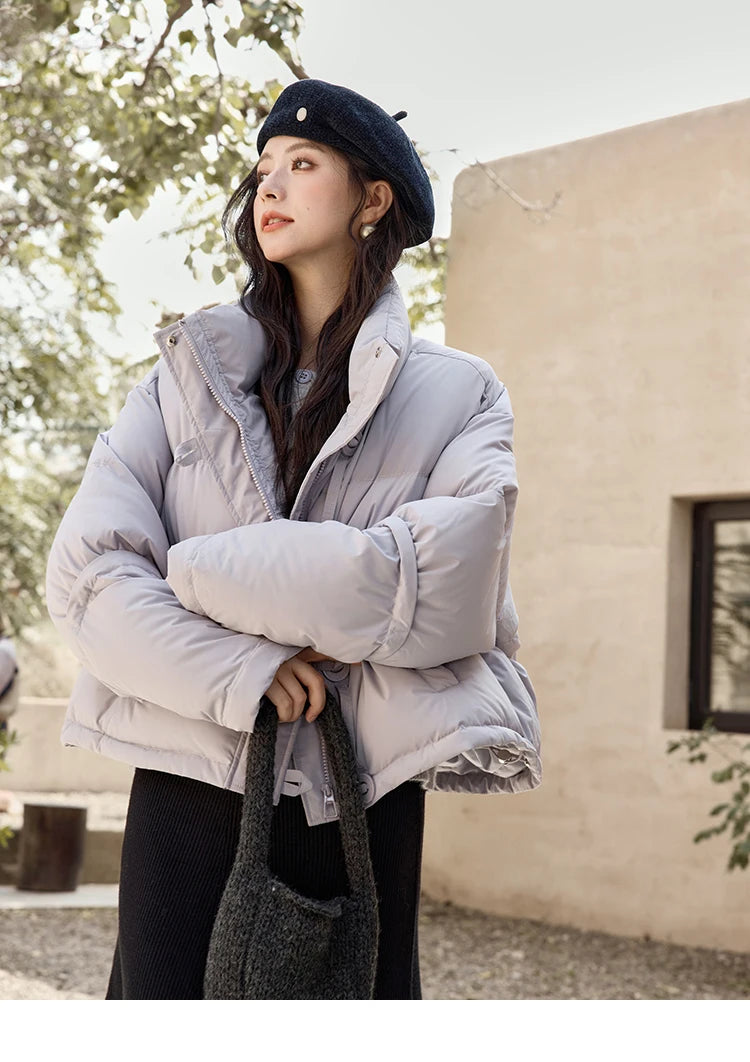 Mishow Minimalist Zipper Short Down Jacket MXD42Y0047