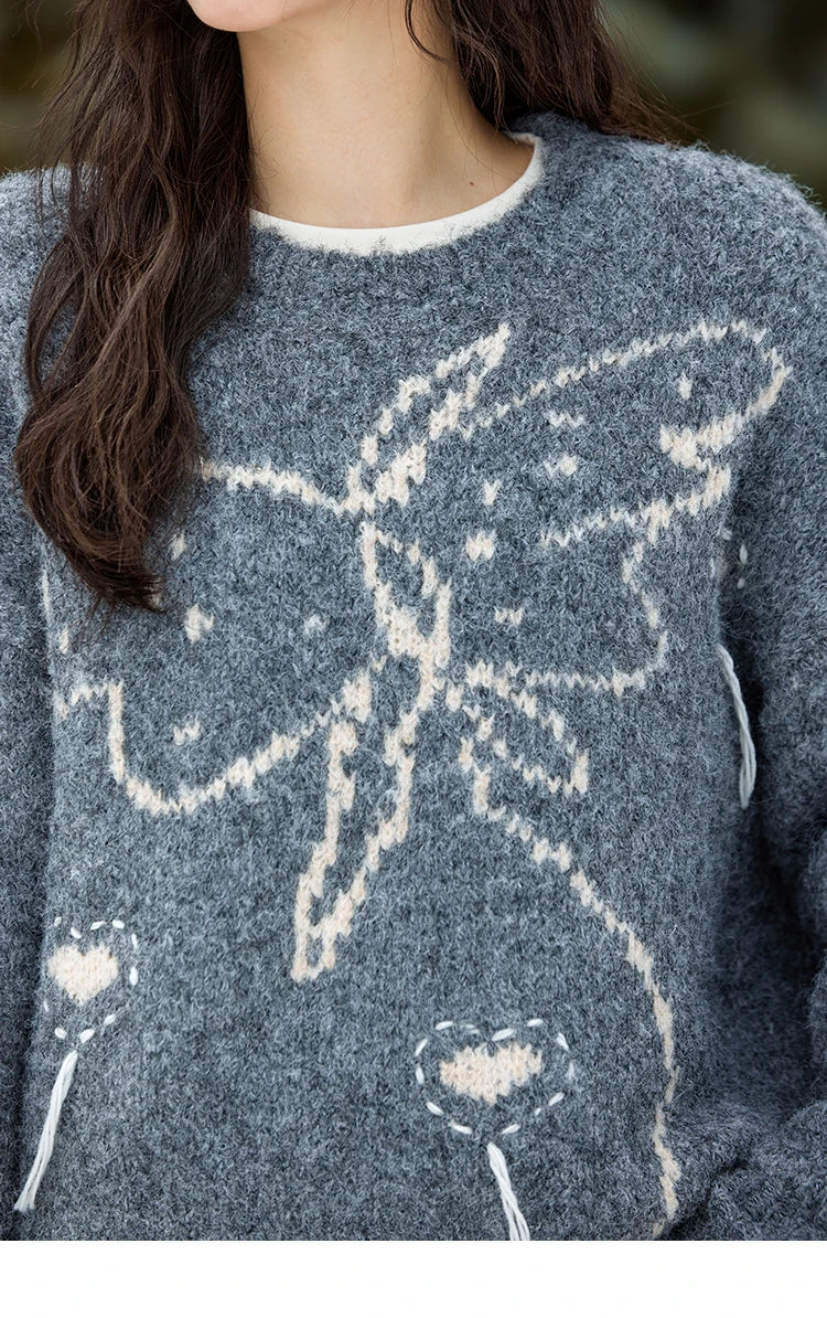 Mishow Butterfly Color Clash Wool Pullover MXD57Z1016