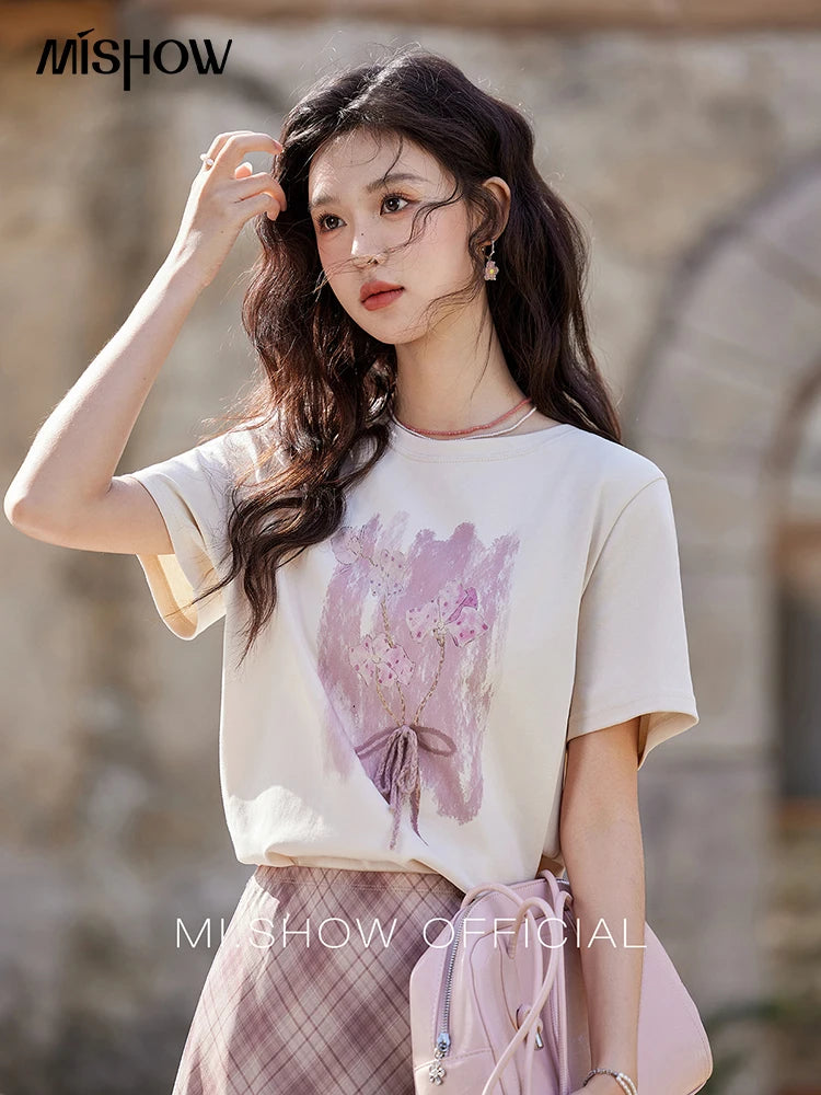 Mishow Iris Spray Print Cool Cotton Tee MXE13T0453