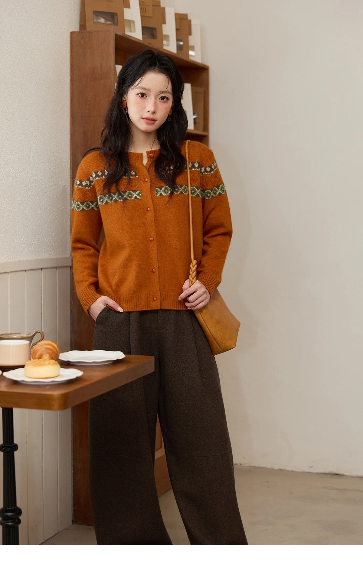 MISHOW Retro Brown Wide-Leg Pants High Waist Drape MXE88K1122