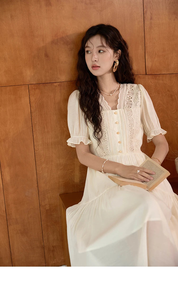 Mishow French Hollow Embroidery Fairycore Dress MXD31L1981