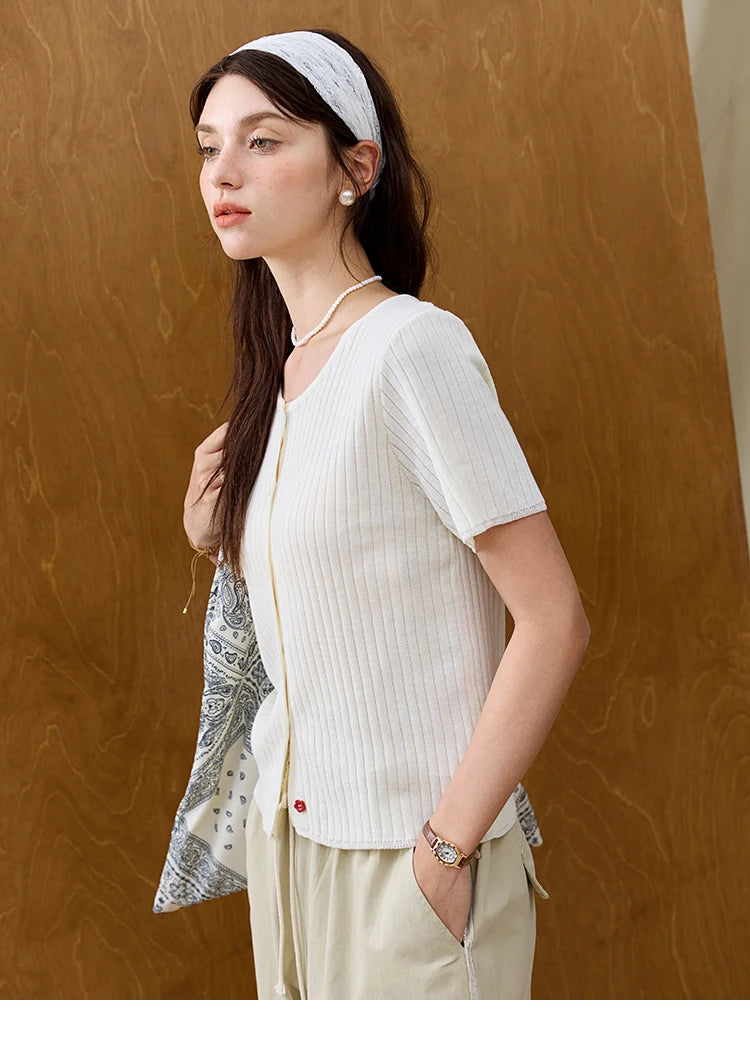 Mishow Short Sleeve Round Neck Summer Cardigan MXE34Z1268