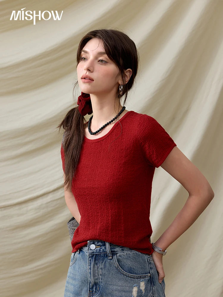 Mishow Solid Slim Knit Office Tee MXE34Z1257