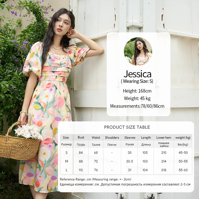 Mishow French Tulip Fragmented Flower Puff Dress MXD28L1896