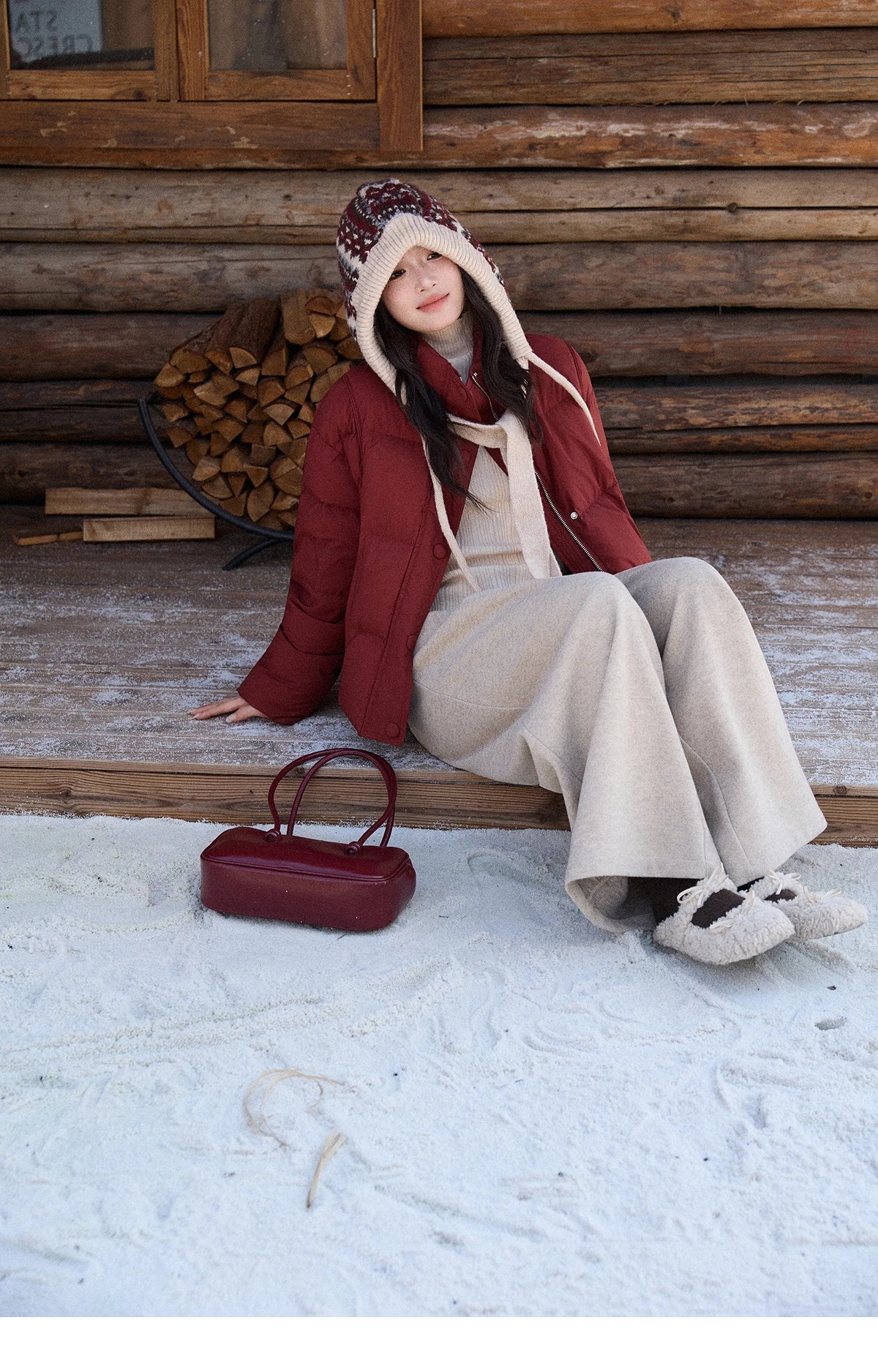Mishow Christmas Jacquard Hat Down Jacket MXE90Y0086
