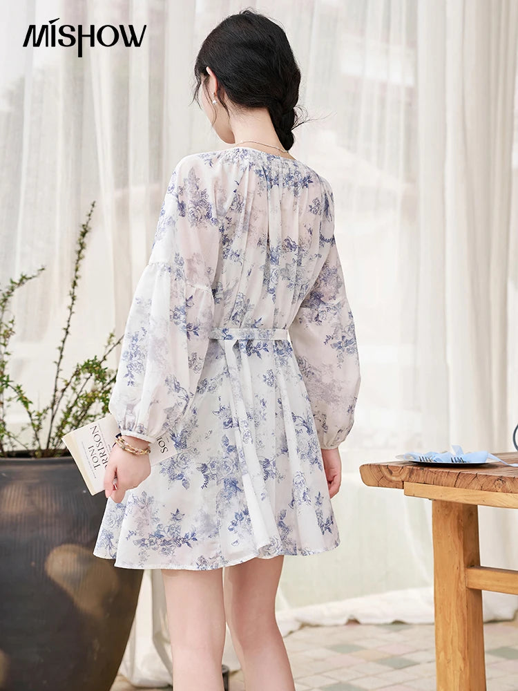 Mishow Fairy Floral Puff Sleeve Chiffon Dress MXD14L1681