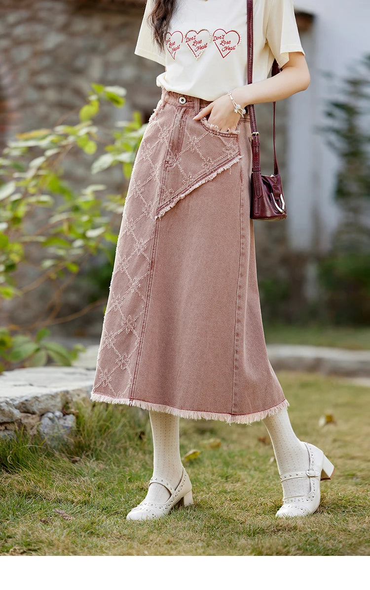Mishow Cowboy Thick Jacquard Jacket & Mid Long Skirt Set MXE14W0754