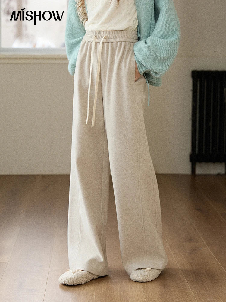 MISHOW Wide-Leg Pants High Waist Straight Lace-Up Loose MXE89K1100