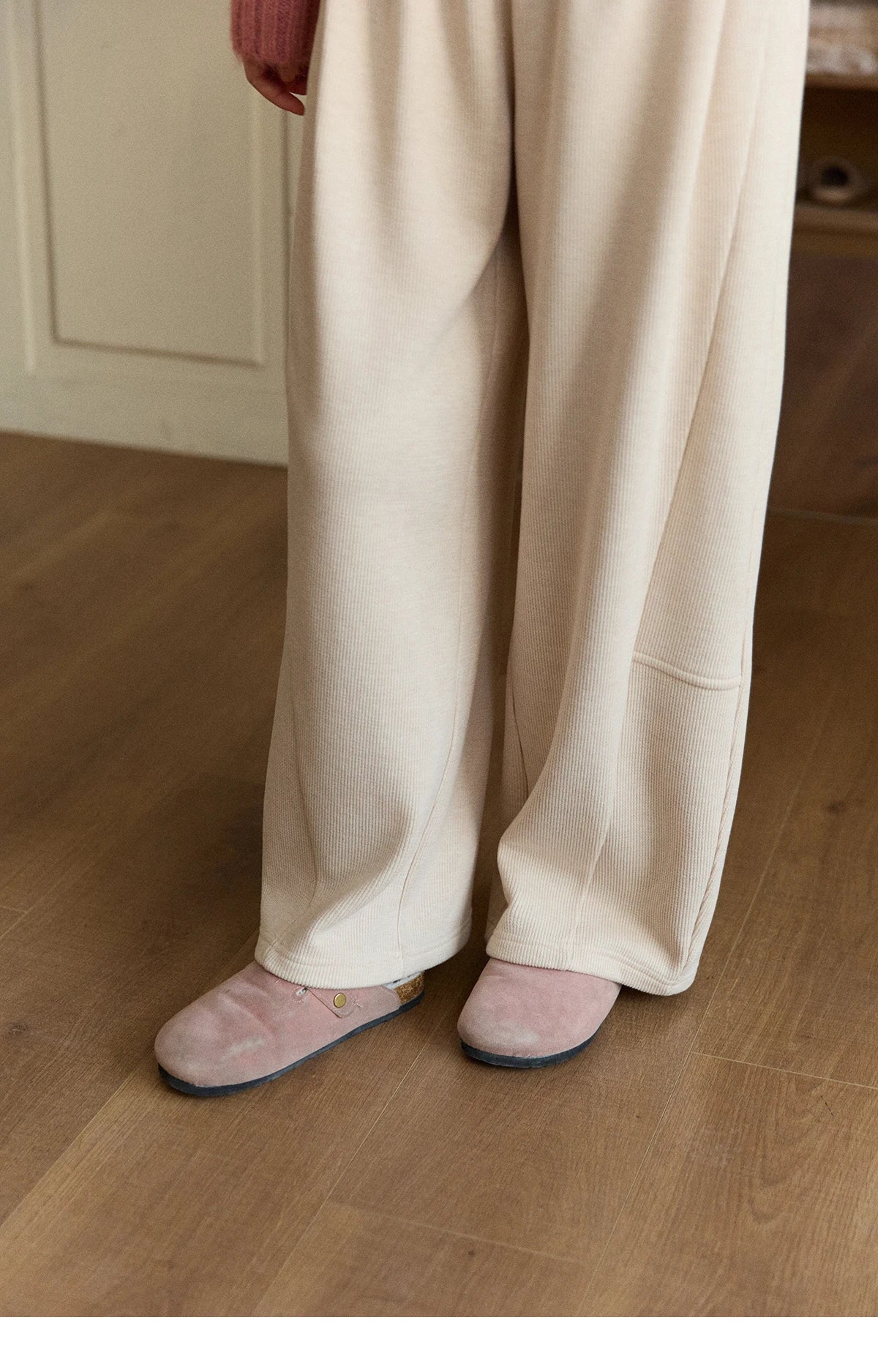 MISHOW Fleece Lined Straight Knit Pants Elastic Waist Pockets MXE92K1131