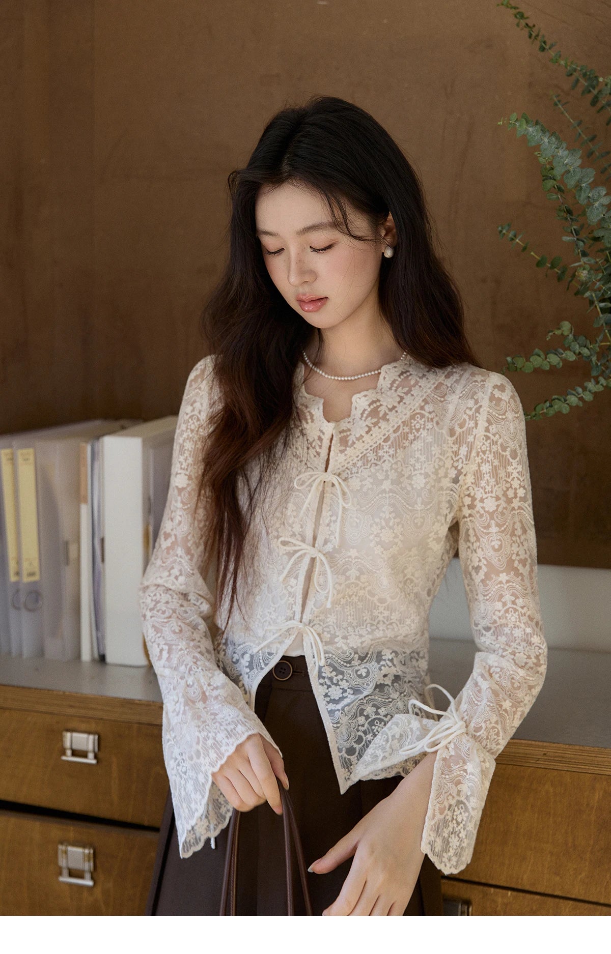 Mishow Sweet Lace Top & Camisole Two-Piece Set MXF108X1001