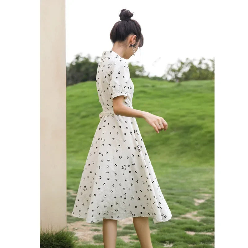 Mishow Red Chiffon V-Neck Floral Midi Dress MXA29L0356