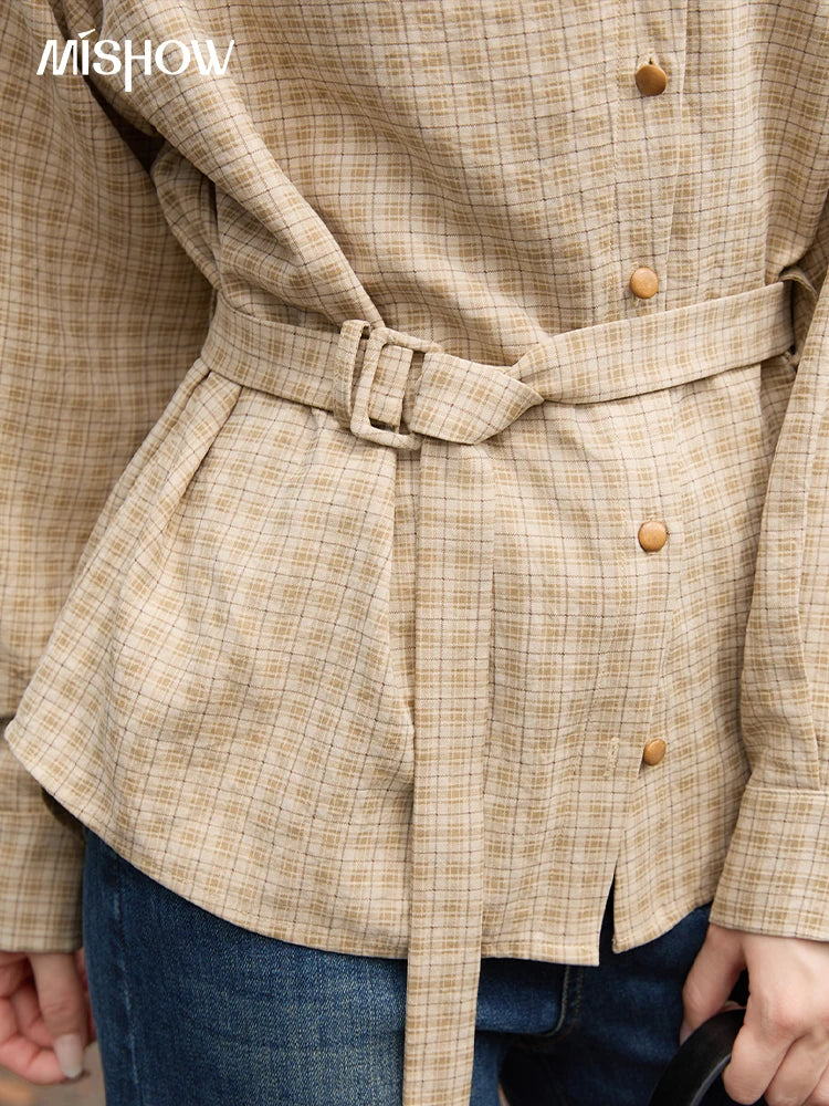 MISHOW Asymmetrical Shirt Belt Design Skew Collar MXE88C2417
