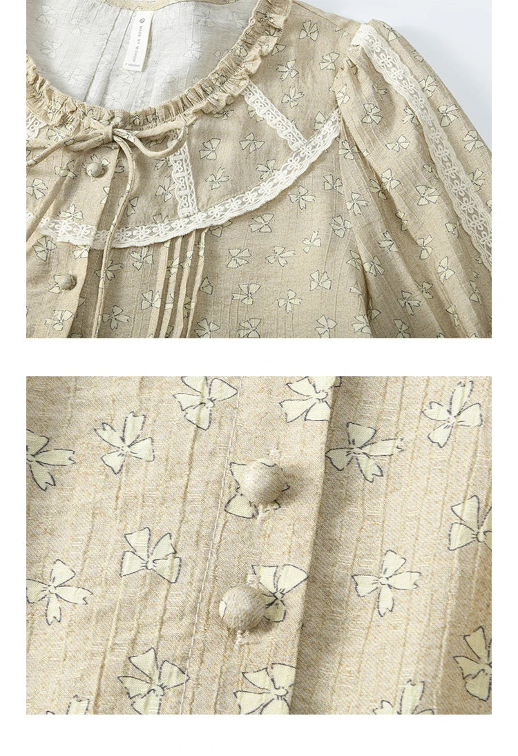 MISHOW Floral Round Neck Shirt Ruffled Collar Petal Sleeve MXE14X1729