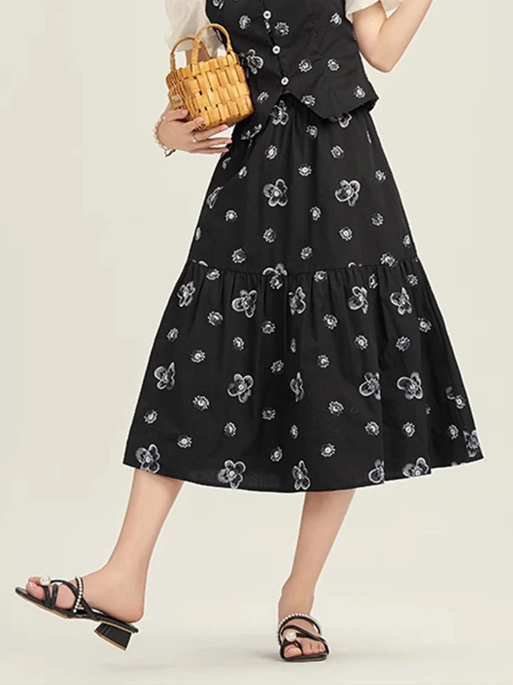 Mishow High Waist Floral Print A-Line Skirt MPD21B0398