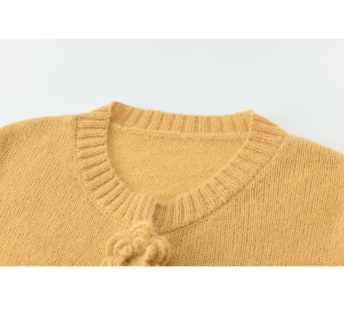 Mishow Flower Decor Mohair Fork Knit Cardigan MXF15Z3051