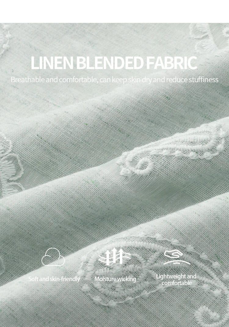 MISHOW O-Neck Print Blouse Embroidery Puff Sleeve Loose MXE34X1807