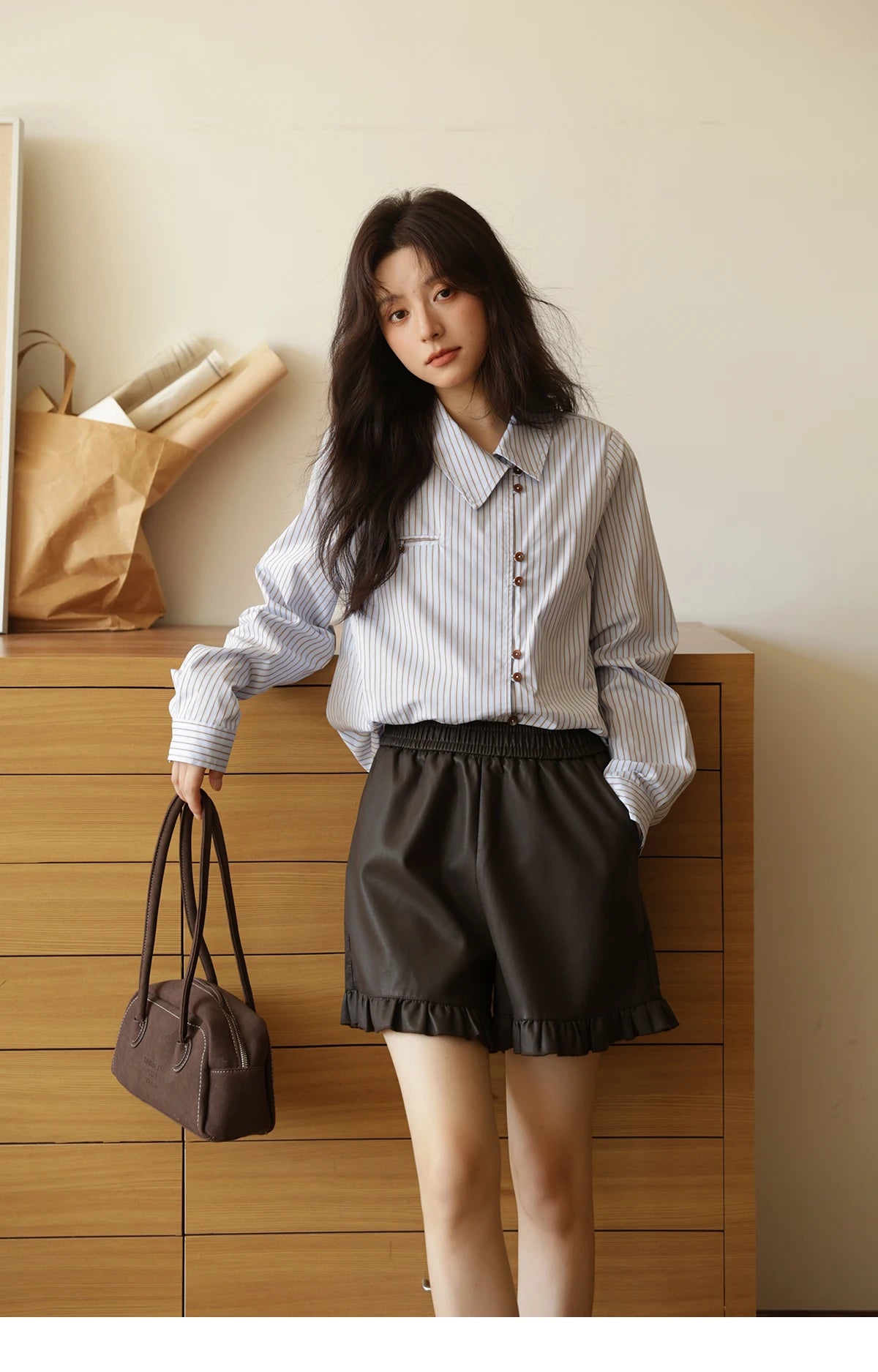 MISHOW Striped Asymmetric Shirt Vintage Loose Long Sleeve MXE42C2375