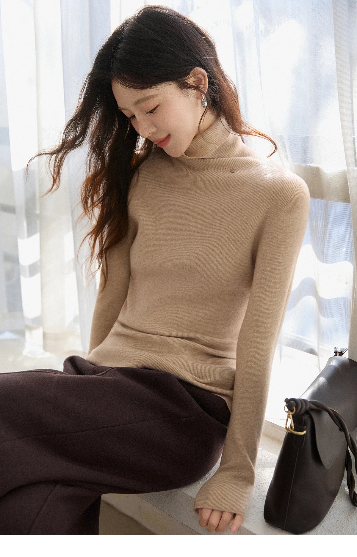 MISHOW High Waist Wide Leg Pants Fleece Warm Knit MXE92K1127