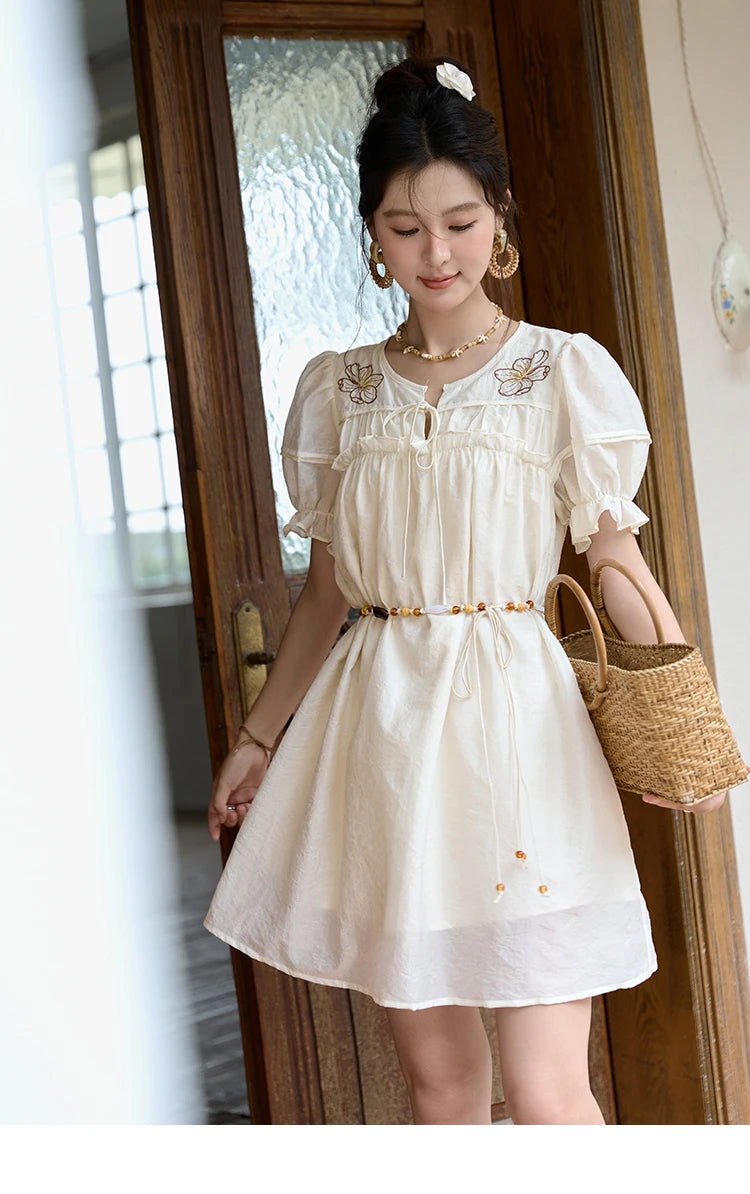 Mishow Jacquard Embroidered Bubble Sleeve Dress MXD30L1864