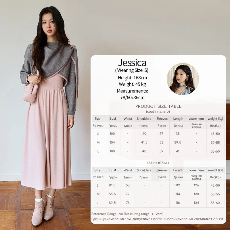 Mishow Pink Irregular Round Neck Top & Suspender Dress Set MXE49T1397