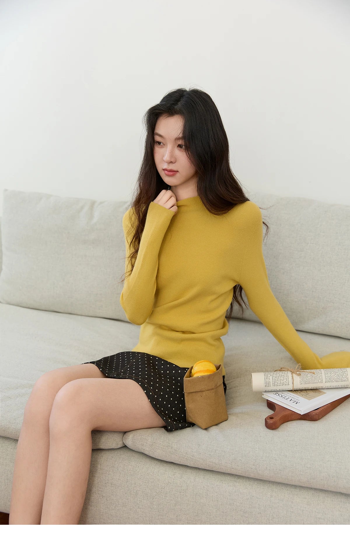 Mishow Minimalist Mock Neck Slim Pullover MXE48Z2583