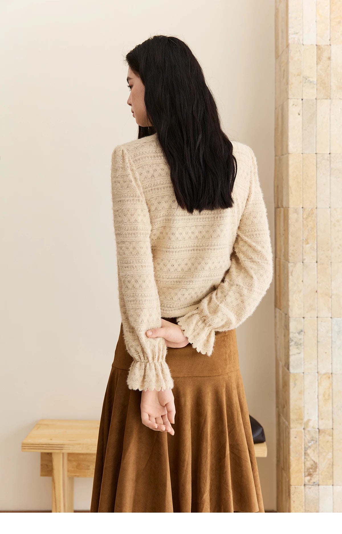 Mishow Elegant Half-High Collar Lace Shirt MXE48X2501