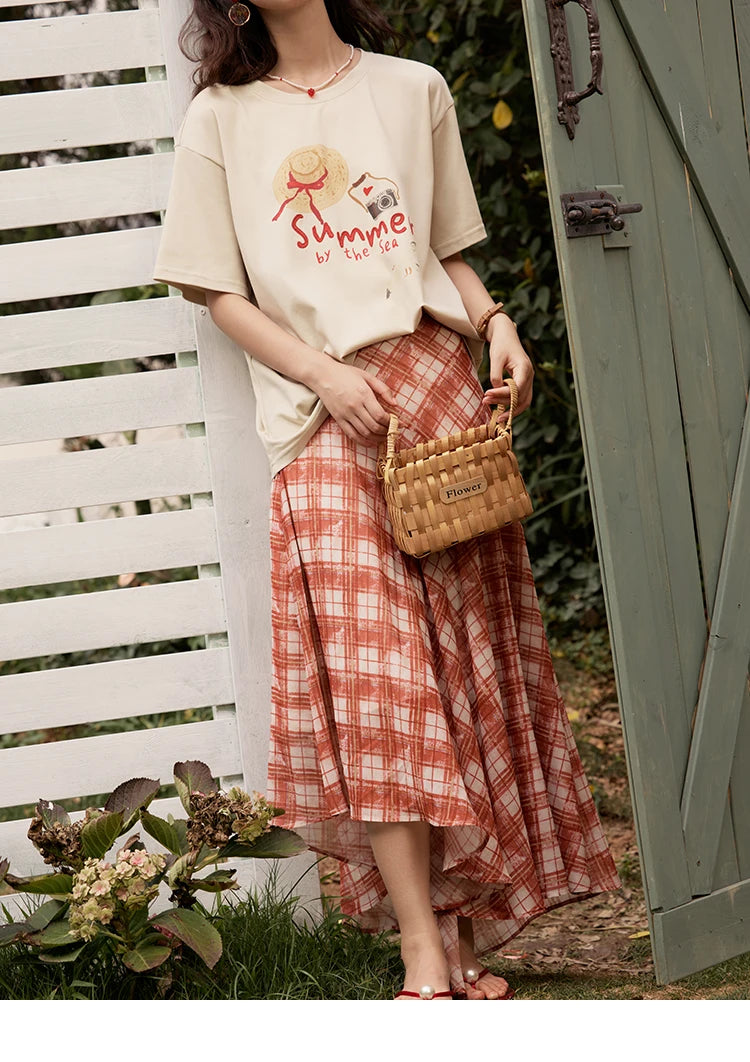 Mishow Cartoon Print Loose Round Neck Tee MXE34T0559