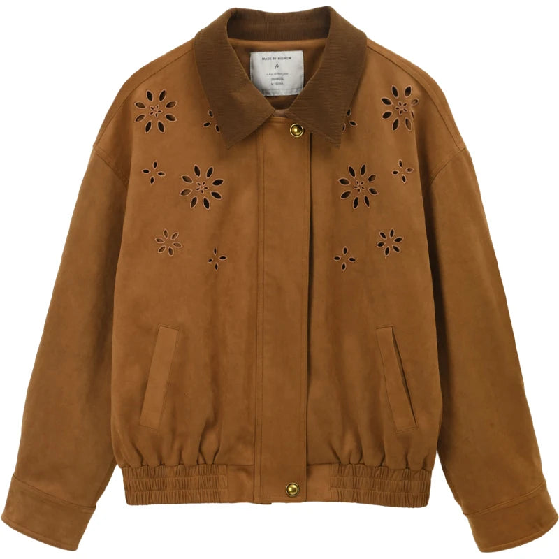 Mishow Retro Corduroy Cutout Jacket & Mini Skirt Set MXE47T0745