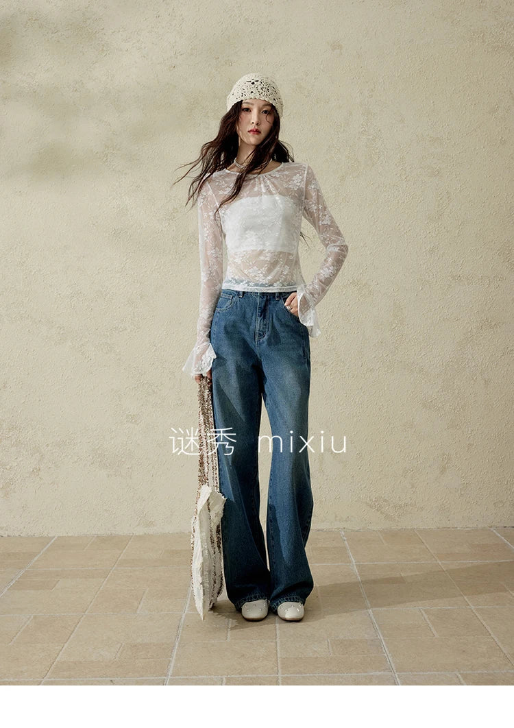 Mishow Washed Loose Straight Leg Jeans MXE16K0874