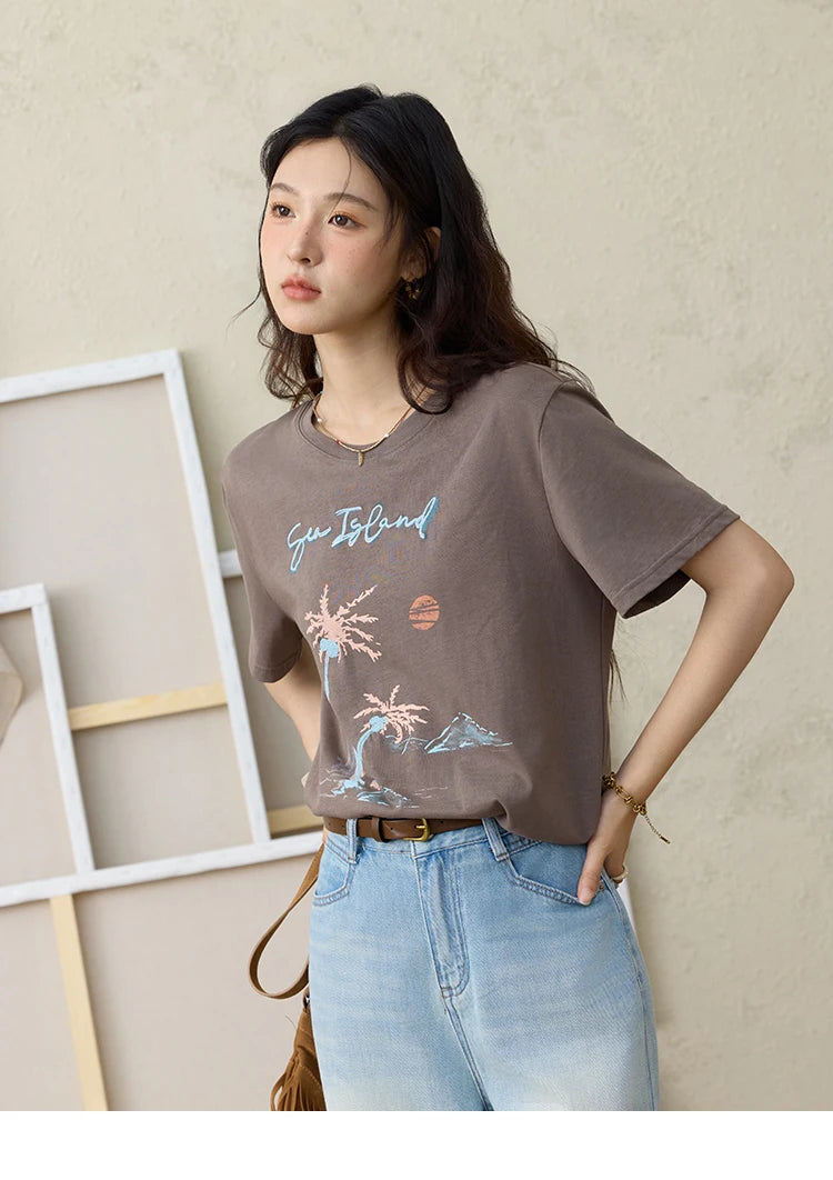 Mishow Cartoon Print Tassel Detail Tee MXE31T0533