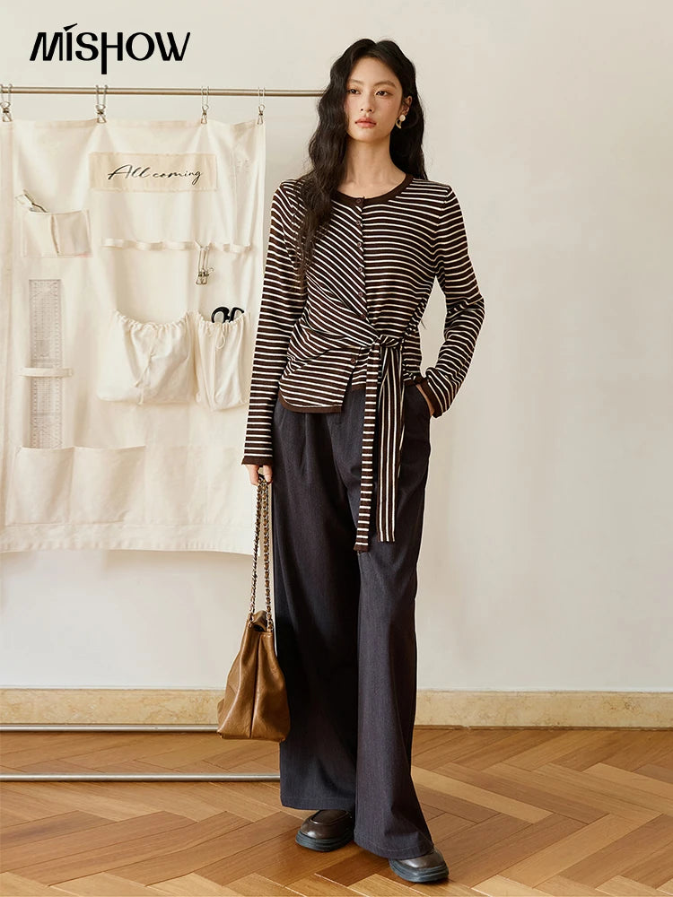 MISHOW Solid Wide-Leg Pants High-Waisted Loose Pockets MXE46K1090