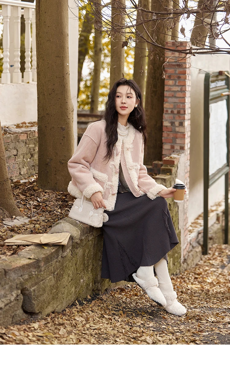 MISHOW Double Face Fur Coat Suede Splicing Fleece Warm MXD55W0646